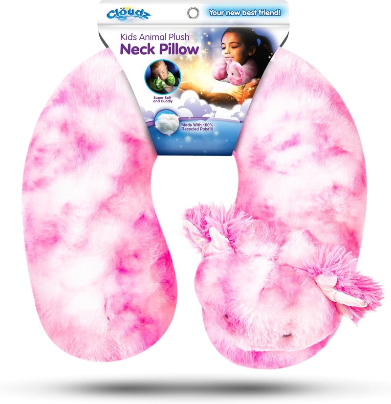 Cloudz Kids Super Soft N' Cuddly Animal Airplane Travel Neck Pillow! Keep Children Comfy and Supported with a Buddy While Traveling or just Resting at Home - Pink Axolotl - Image 3